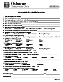 New Patient Auto Injury Questionaire